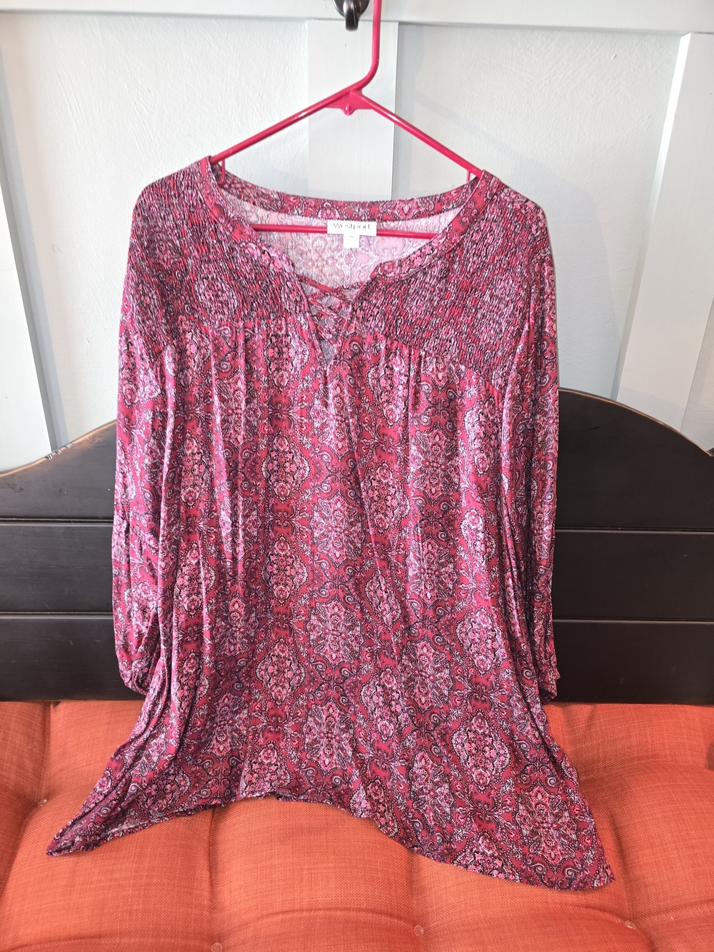 Westport Pink Paisley Smocked Yoke Tunic